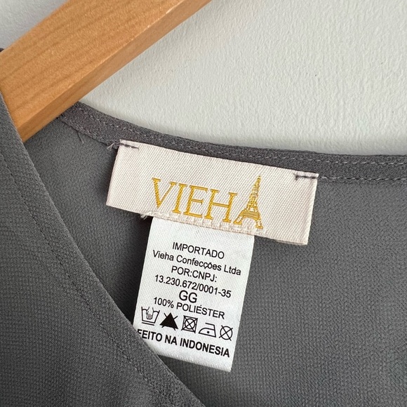 Vieha Sleevless Sheer Blouse Top Grey Large Women's - Picture 4 of 5